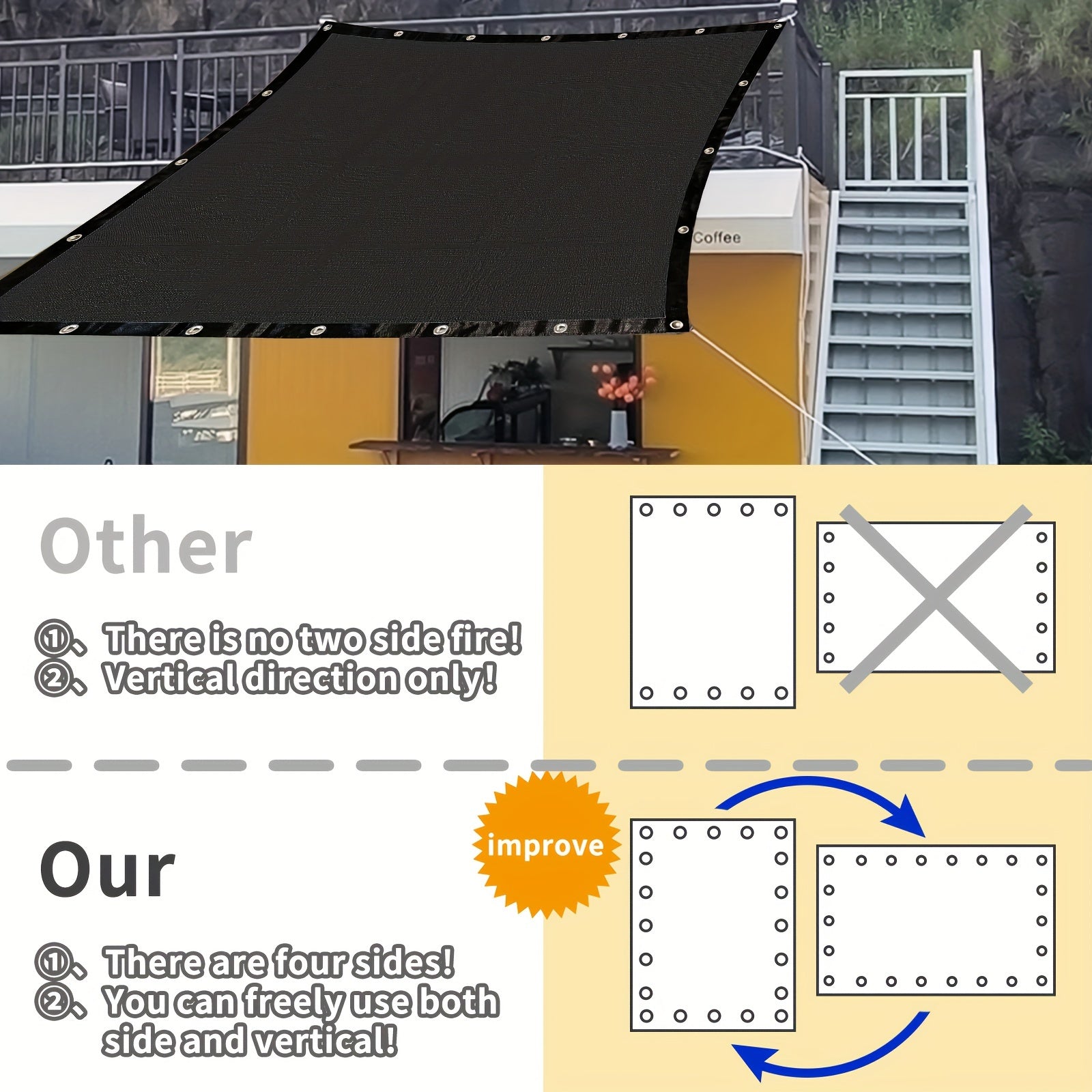 Rectangular Sunshade Sail for Outdoor Activities