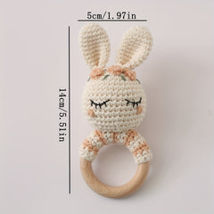 Handwoven Rabbit Plush Ring Toy for Babies
