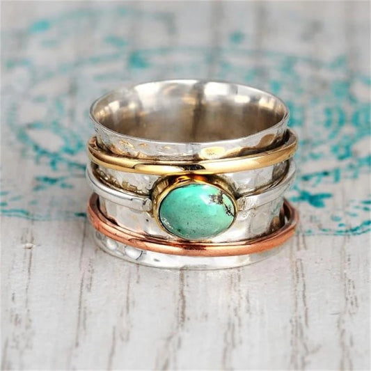 Boho Style Turquoise Band Ring Vintage Finger Accessory for Women & Girls
