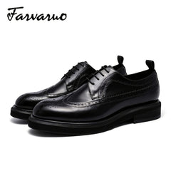 FARWARWO Men's Leather Wingtip Brogue Derby Shoes for Party Wedding