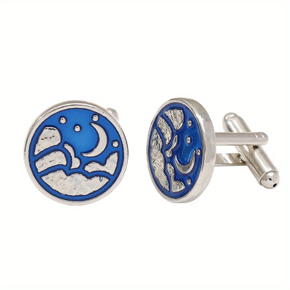 Round Map Cufflink For Men Shirt Cufflinks Wedding Suit