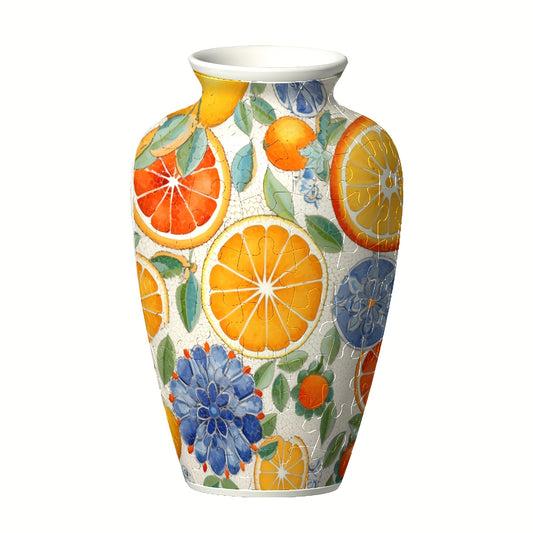 Colorful Fruit 3D Puzzle Vase with Maple Leaf Pattern
