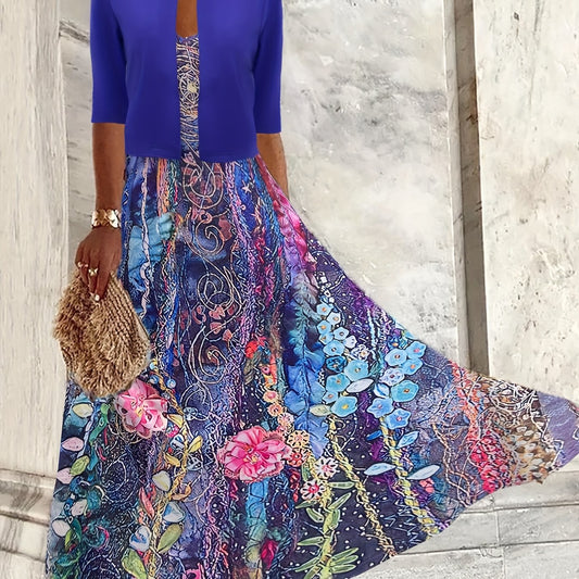 Two Piece Dress Set Solid Half Sleeve Crop Cardigan & Floral Print Cami Dress