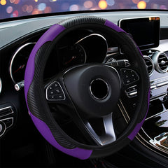 Elastic Carbon Fiber Leather Steering Wheel Cover Various Colors