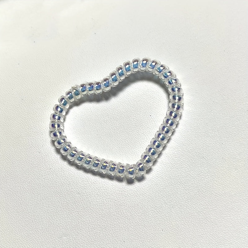 3pcs Spiral Hair Tie Set Heart Star Shape Elastic Ponytail Holder