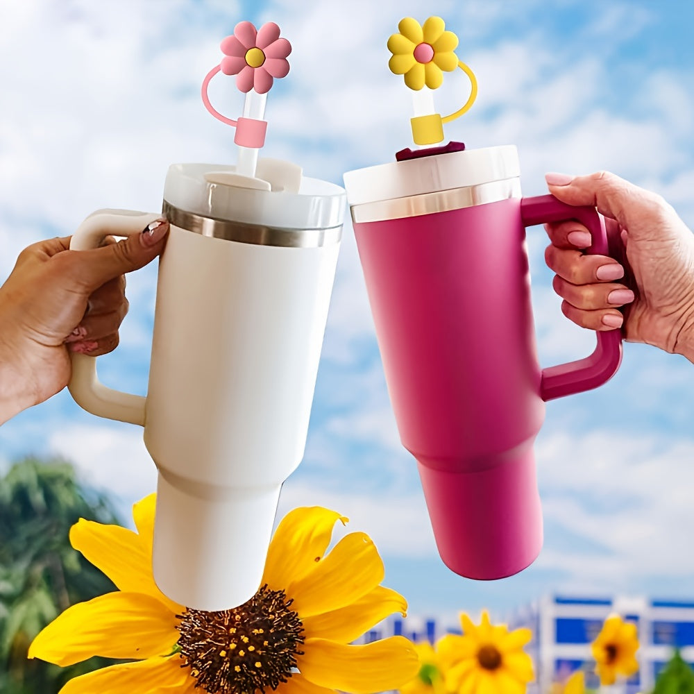 Silicone Straw Lids Cup Accessories, Flower Shaped, 5-10pcs