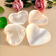 Selenite Heart Shaped Bowl Hand Carved Polished Crystal