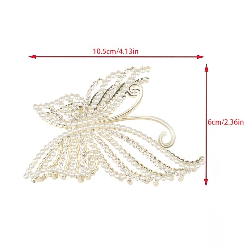 Golden Butterfly Crystal Hair Claw Clips