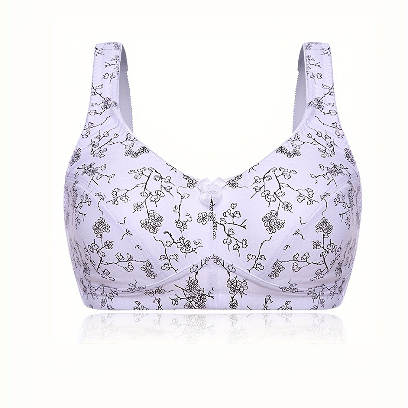 Floral Print Full Coverage Bra Soft Wireless Intimates Women's Lingerie