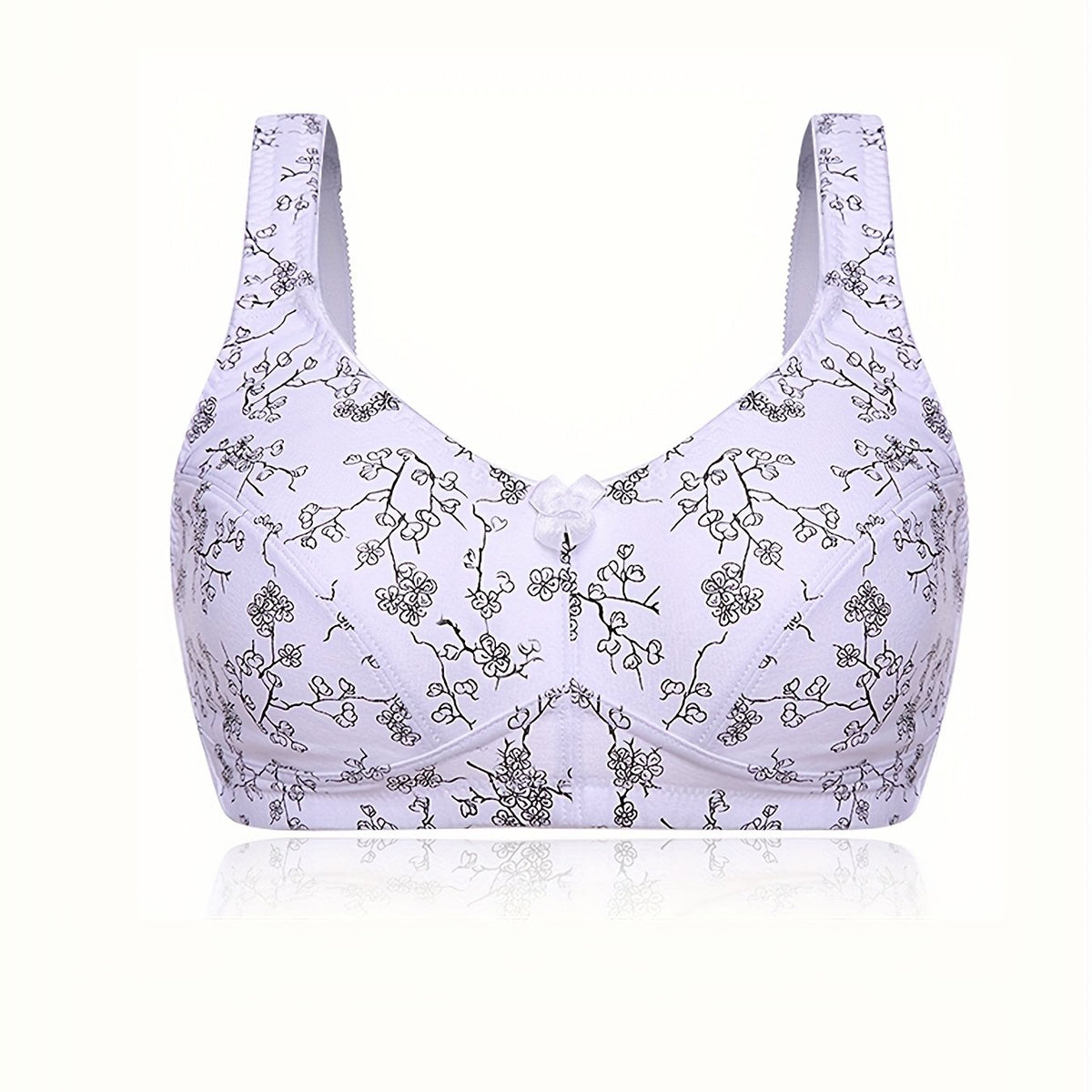 Floral Print Full Coverage Bra Soft Wireless Intimates Women's Lingerie