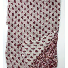 Red Printed Yarn Scarf Thin Soft Comfortable Fringed Shawl