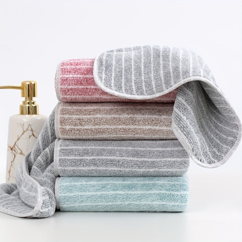 1pc Striped Pattern Hand Towel Coral Fleece Soft Absorbent Towel