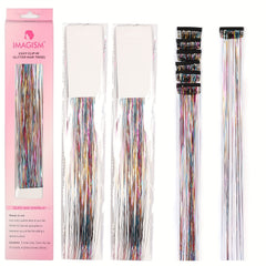6pcs Y2K Tinsel Clip In Hair Extension 50 Sparkle Glitter Synthetic Extensions