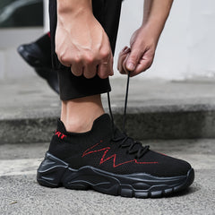 Men's Woven Knit Breathable Running Shoes Soft Sole Sneakers