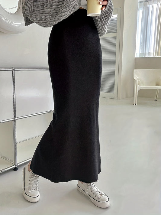 Stretchy High Waist Long Skirt Split Stretchy Skirt for Women