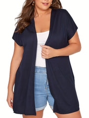  Cap Sleeve Open Front High Stretch Cardigan