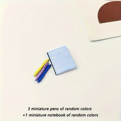 Dollhouse Accessory Set - Pink Pen, Colored Pencils, Notebook