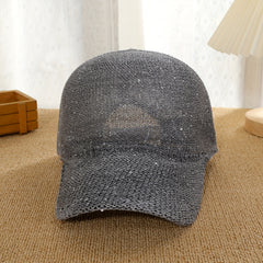 Glitter Shinny Knitted Baseball Cap Solid Hollow Breathable Dad Hat