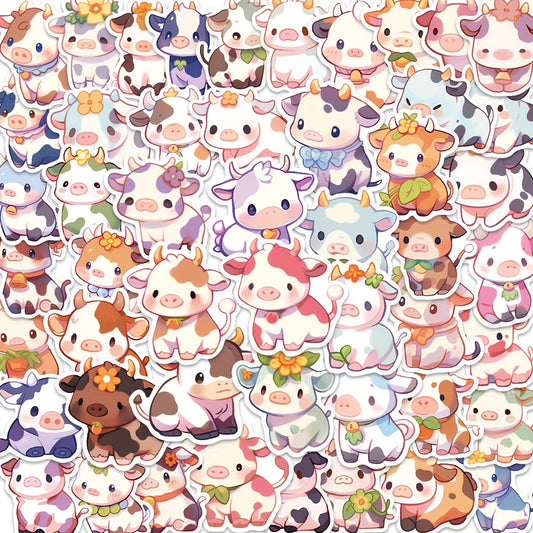 50pcs Rainbow Cow Graffiti Stickers for DIY Waterproof Decoration