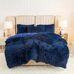 3pcs Multicolor Plush Duvet Cover Set Soft And Warm Bedding