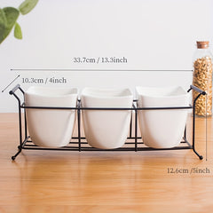 Ceramic & Fork Holder Set with Iron Frame Kitchen Storage