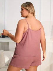  Waffle Knit Cami Top & Bow Knot Shorts Pajama Set