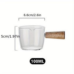 Wooden Handle Glass Milk Tea Cup Mini Salad Cup Coffee Plus Milk Cup
