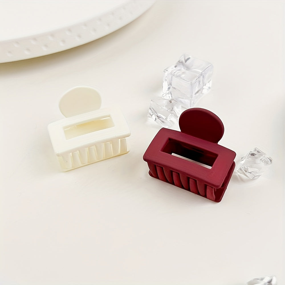 8pcs Frosted Square Hair Claw Mini Hair Clip Solid Hair Accessory