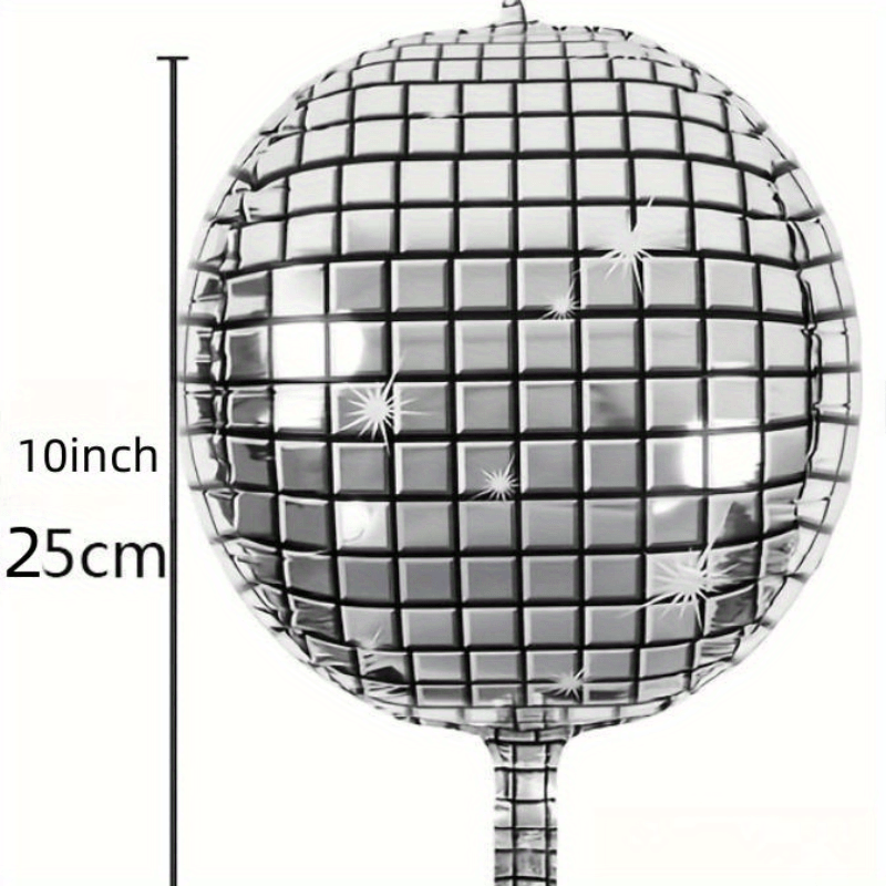 4D Large Silver Disco Balloons for Outdoor Party Decorations