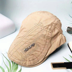 Men's Women's Metal Alphabet Label Beret British Summer Peaked Cap