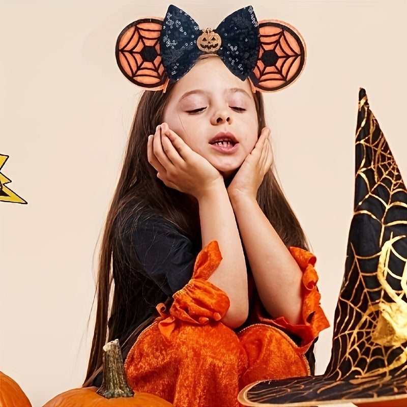 Halloween Mouse Ears Sequin Bow Costume Headgear for Women and Girls