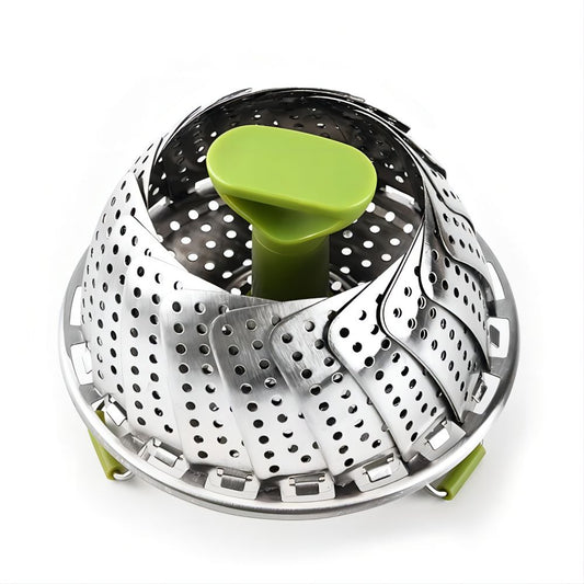 Foldable Stainless Steel Vegetable Steamer Basket - Easy Vegetable Steaming
