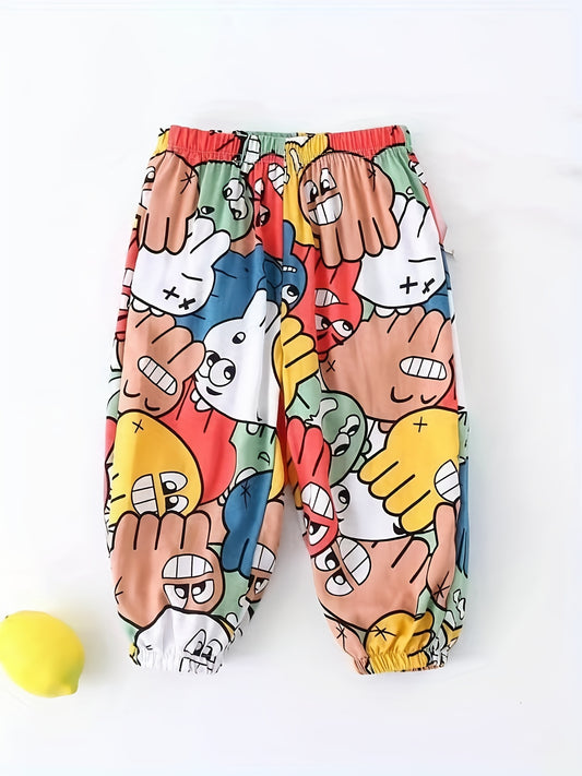 Girls Cartoon Print Casual Trousers Breathable Loose Fit Sports Sweatpants