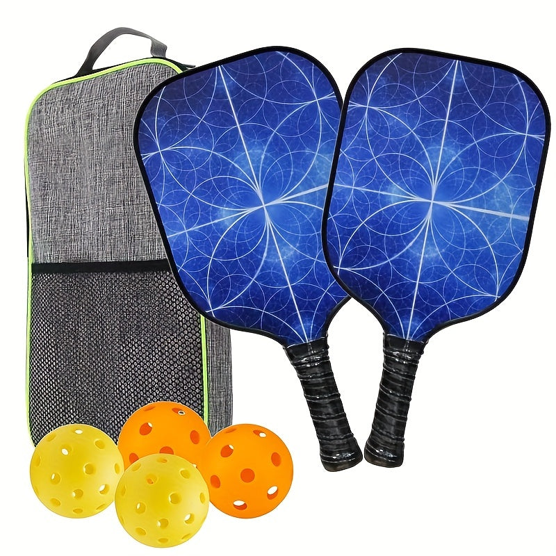 Shollar Fiberglass Pickleball Set with 2 Paddles, 4 Balls & Portable Bag