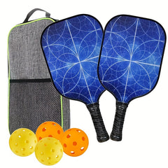 Shollar Fiberglass Pickleball Set with 2 Paddles, 4 Balls & Portable Bag