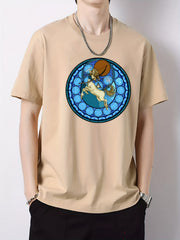 Zodiac Pattern Print Men's Graphic Crew Neck Tshirt