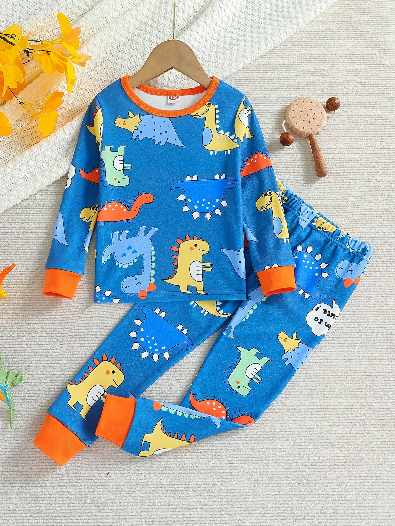Dinosaur Pattern Kid's Pajamas 2pcs Set Soft Comfy PJ Set