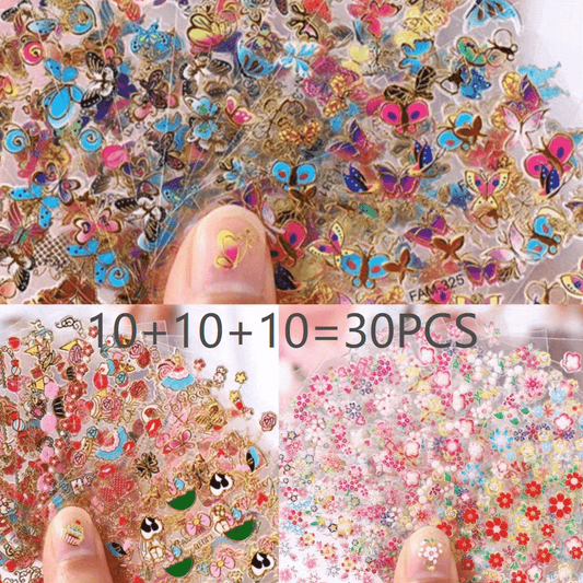 30 Sheets Bronzing Nail Stickers Waterproof Non-toxic Nail Art Princess Toy Stic