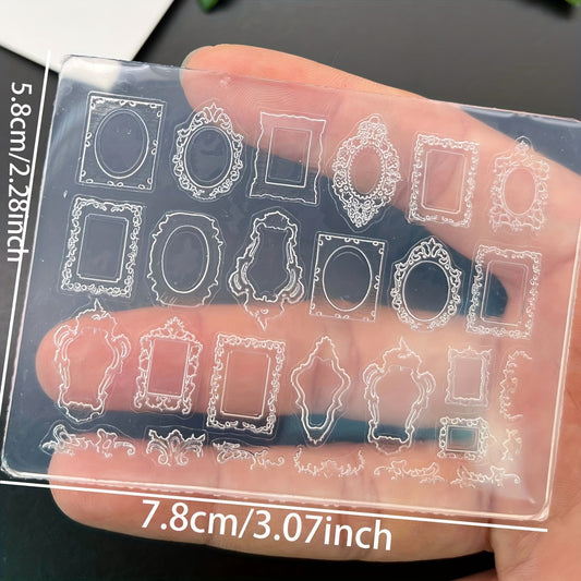 3D Boho Retro Frame Silicone Nail Art Mold DIY Templates