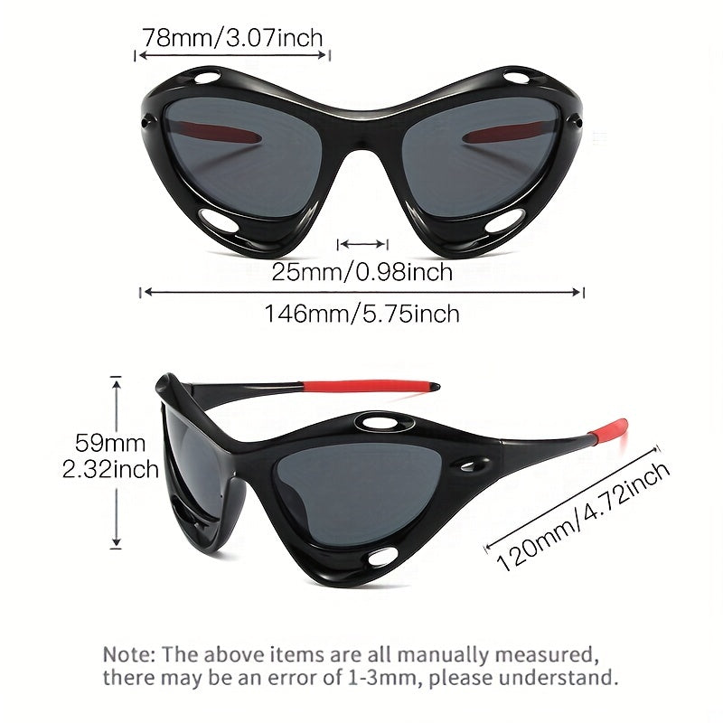 Y2K Wrap Around Sunglasses Hollow Shield Eyewear UV400