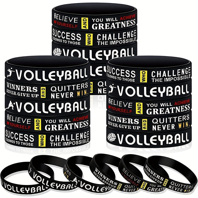 3 Pcs Volleyball Bracelet Inspirational Silicone Wristband for Fans