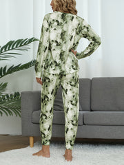 Tie Dye Print Lounge Set Long Sleeve Top & Pants