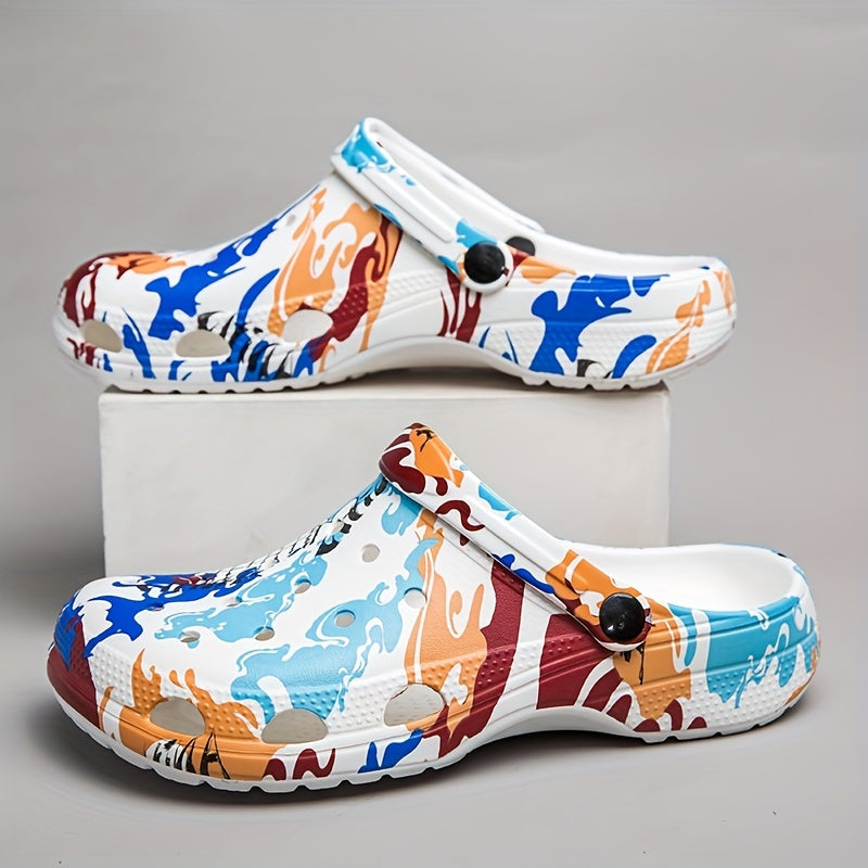 Women's Colorblock Hollow Out Clogs Slip On Platform Round Toe Comfy