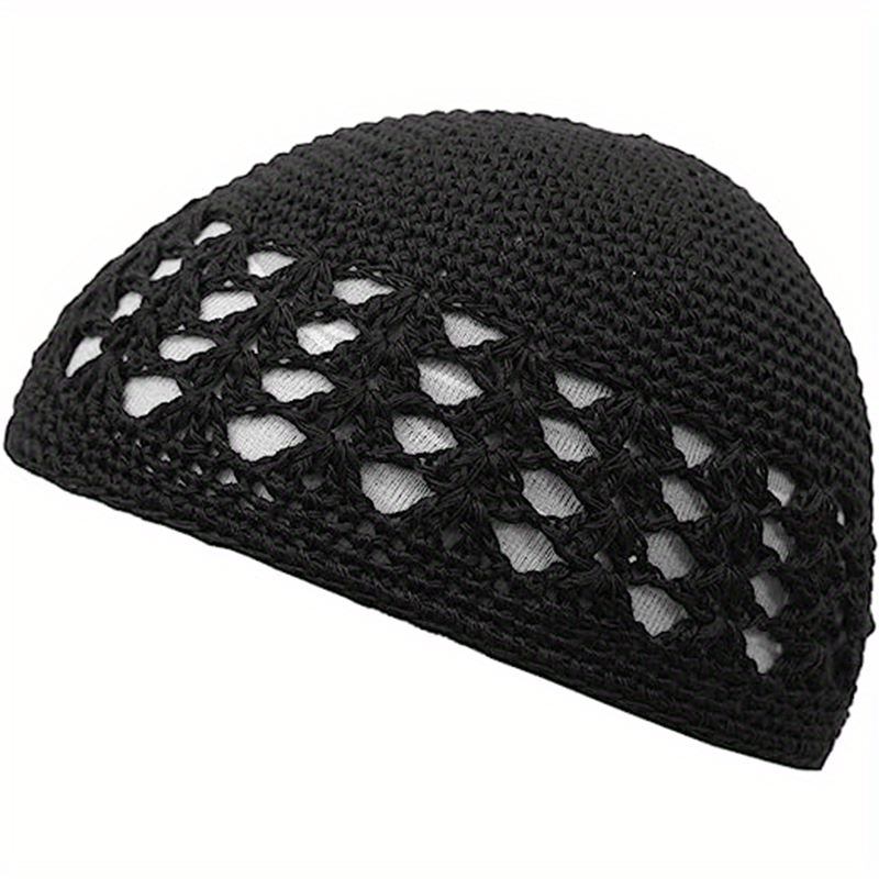 Solid Unisex Crochet Beanie Hollow Out Casual Skull Cap Breathable Knit Hat
