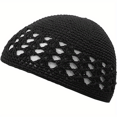 Solid Unisex Crochet Beanie Hollow Out Casual Skull Cap Breathable Knit Hat