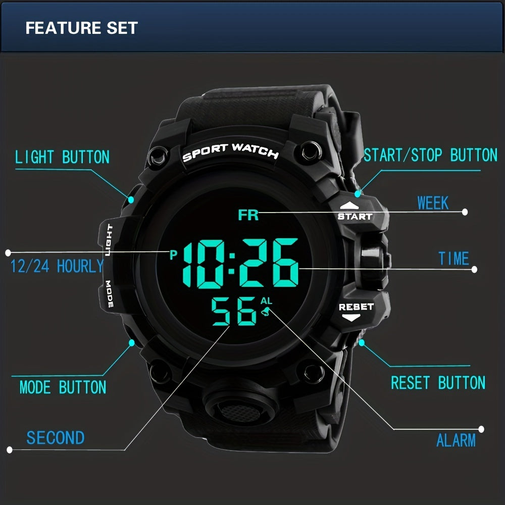 Men's Outdoor Sports Digital Watch Multifunctional Glow