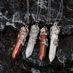 Healing Crystal Point Pendant Necklace Reiki Healing Crystals