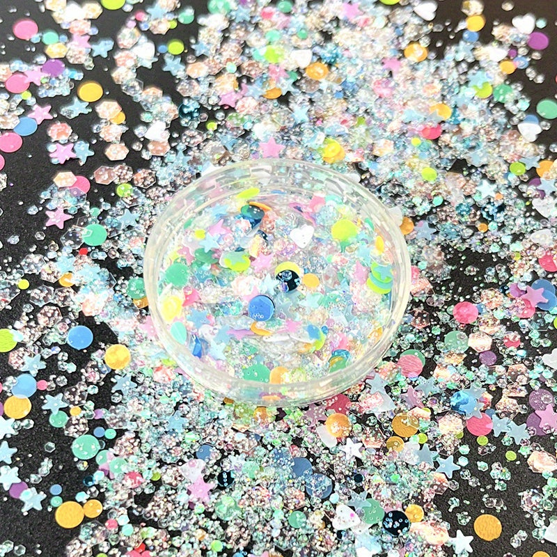 10g Holographic Nail Glitter Powder Mixed Shape Flakes Sequins for Manicure DIY