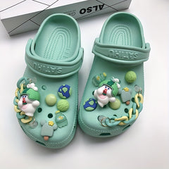 13pcs Green Rabbit Shoes Charms for Clogs Sandals - Boys Girls Accessories