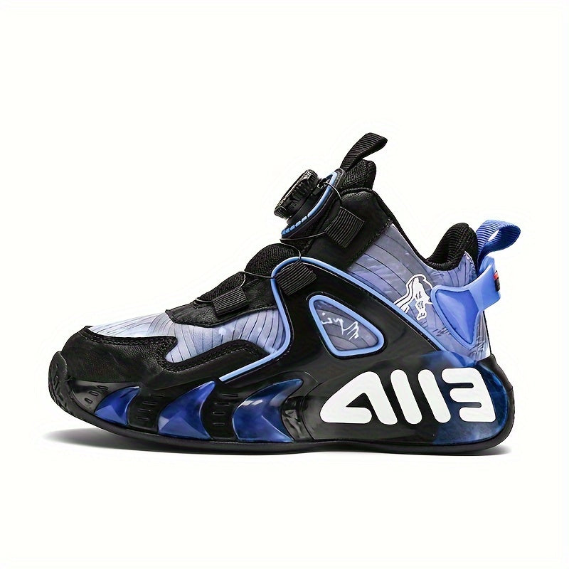 Boy's Rotating Buckle Basketball Shoes Non Slip Sneakers